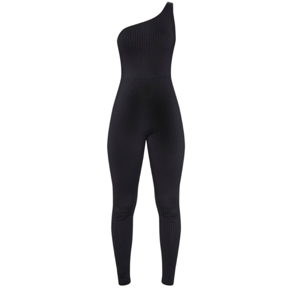 NWT Black Rib One Shoulder Sleeveless Jumpsuit